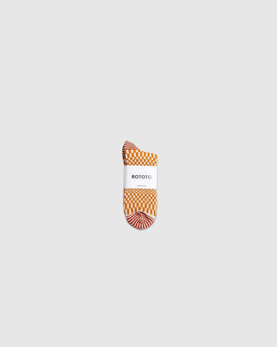 Warped Check Socks - Gold - ROTOTO