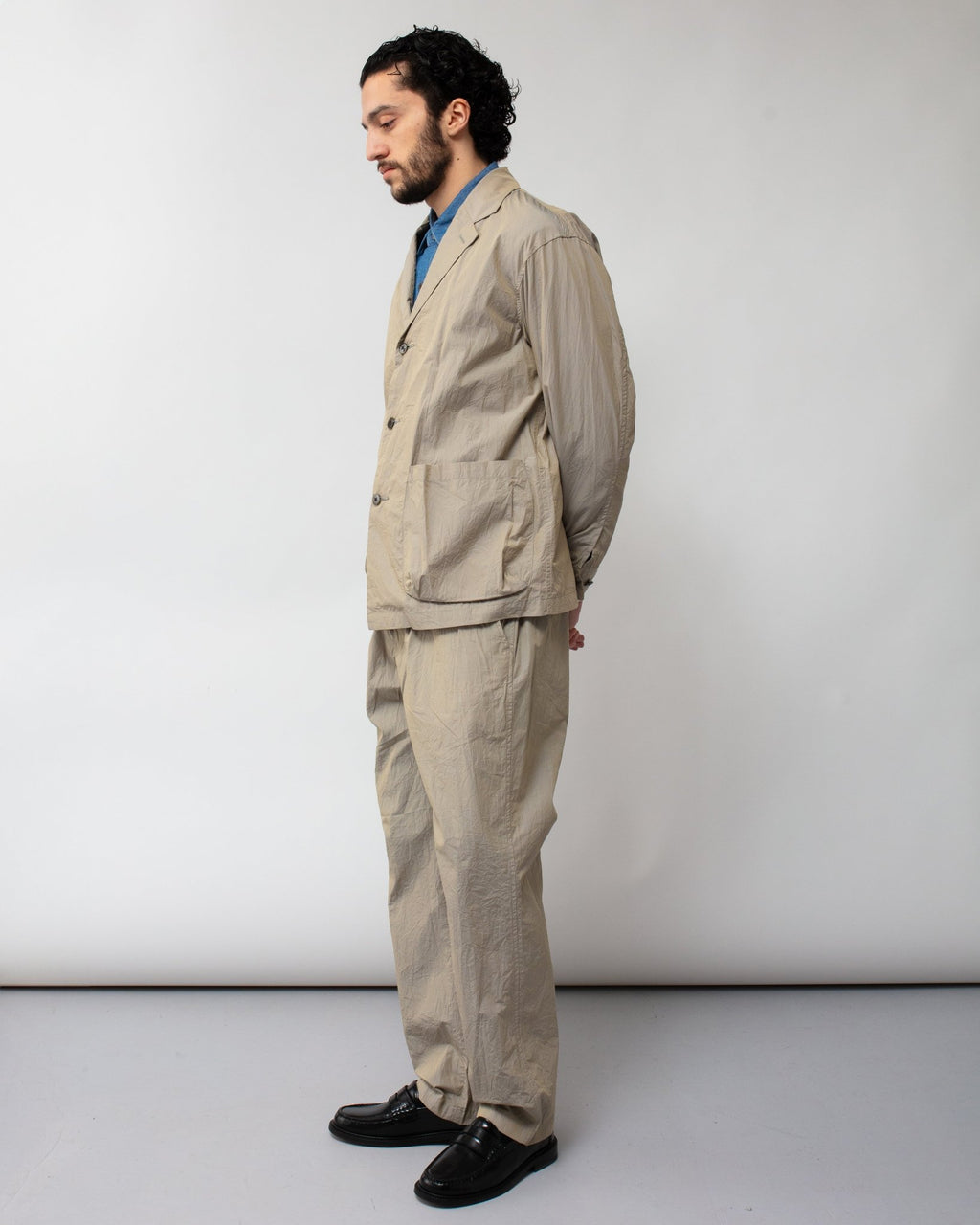 Crinkle Typewriter Work Shirt Jacket Gray - SAGE DE CRET
