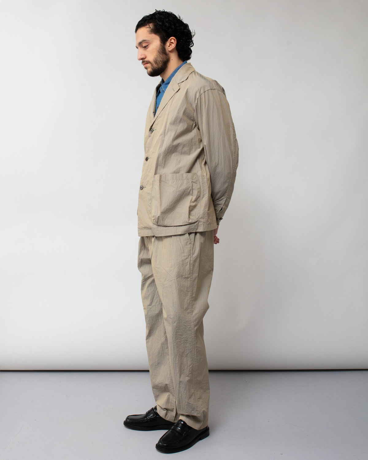 Crinkle Typewriter Work Shirt Jacket Gray - SAGE DE CRET