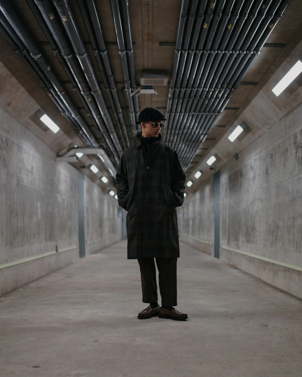 Harris Tweed Balmacaan Overcoat Check - SAGE DE CRET