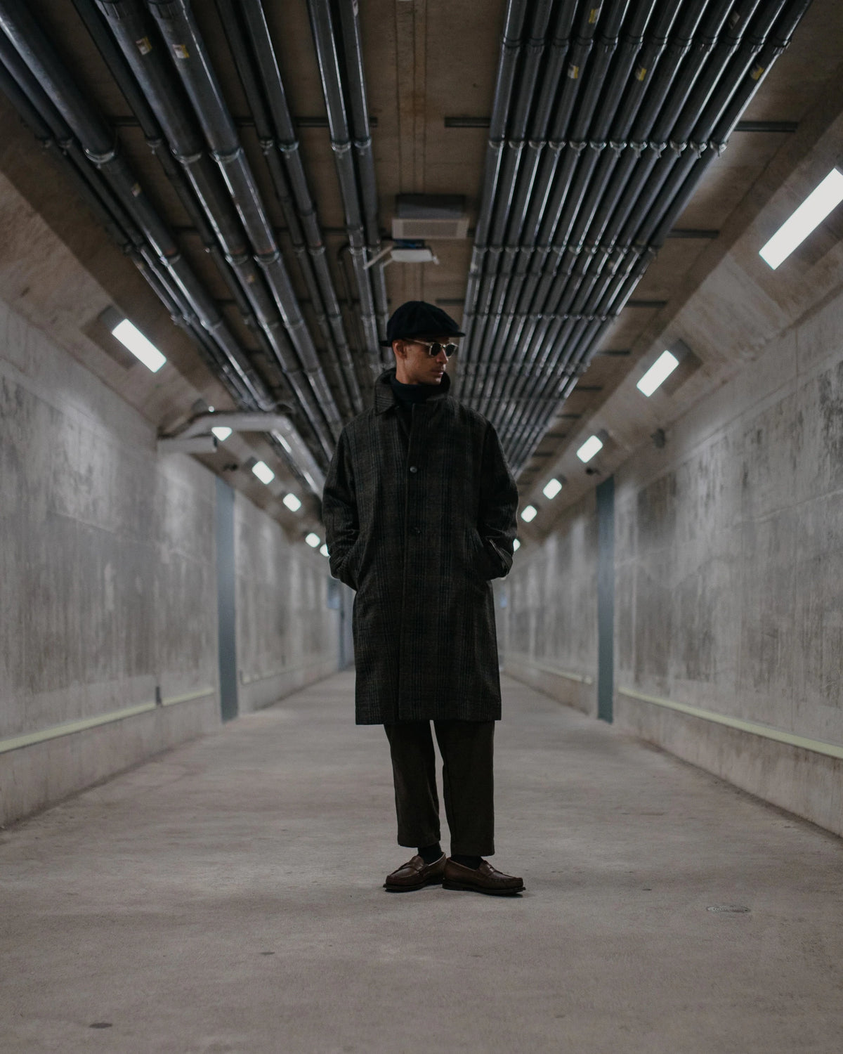 Harris Tweed Balmacaan Overcoat Check - SAGE DE CRET