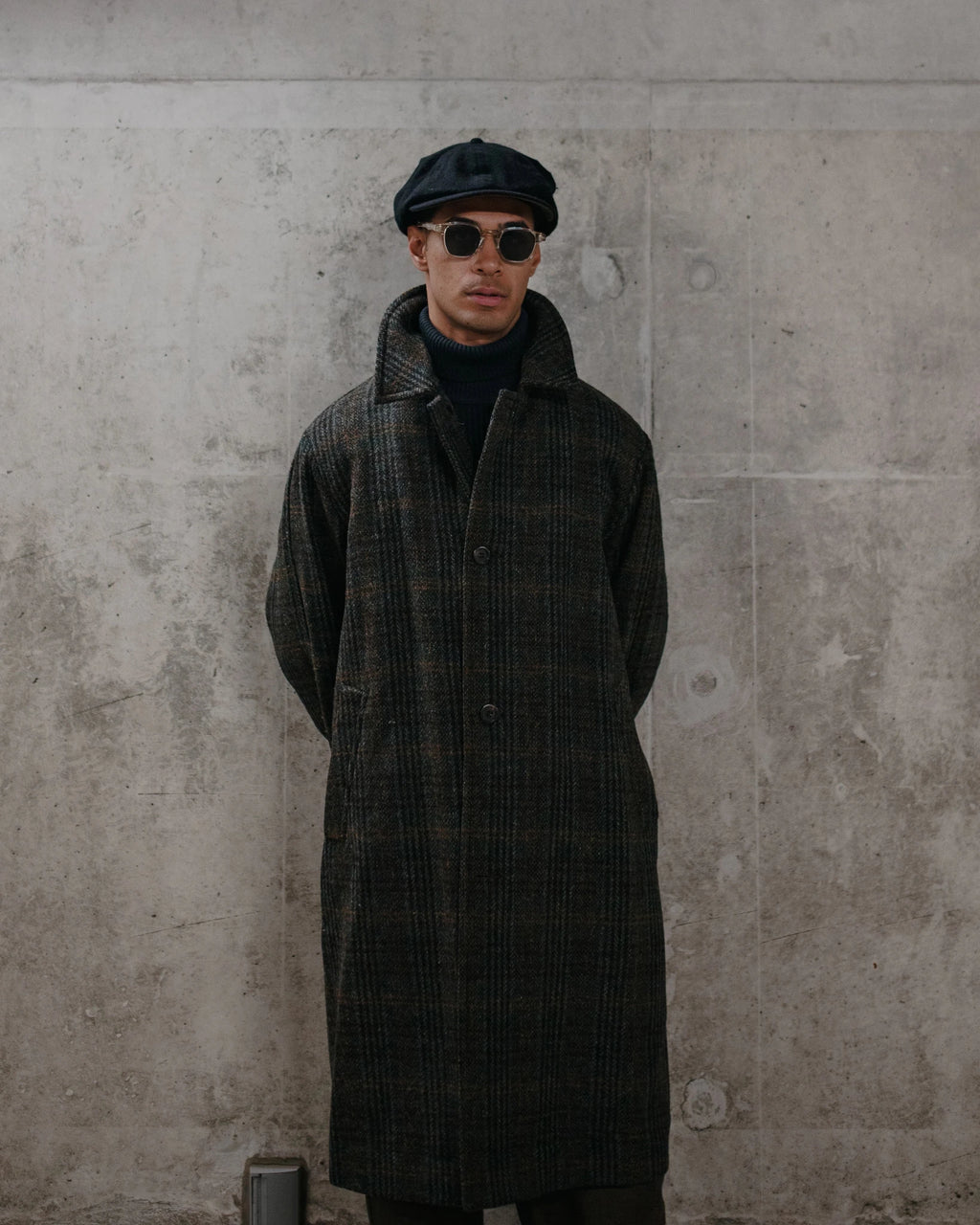 Harris Tweed Balmacaan Overcoat Check - SAGE DE CRET