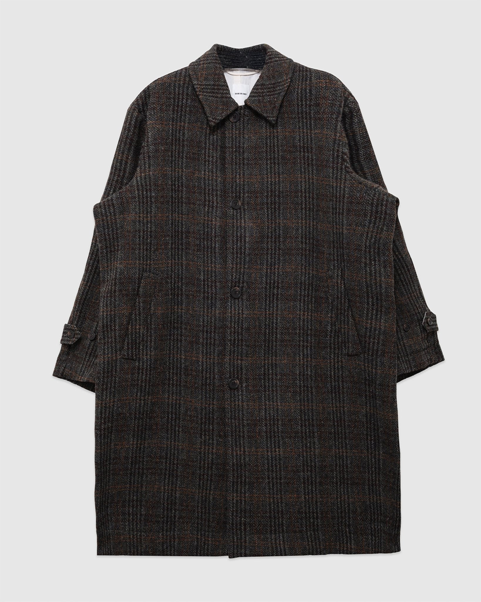 Harris Tweed Balmacaan Overcoat Check - SAGE DE CRET