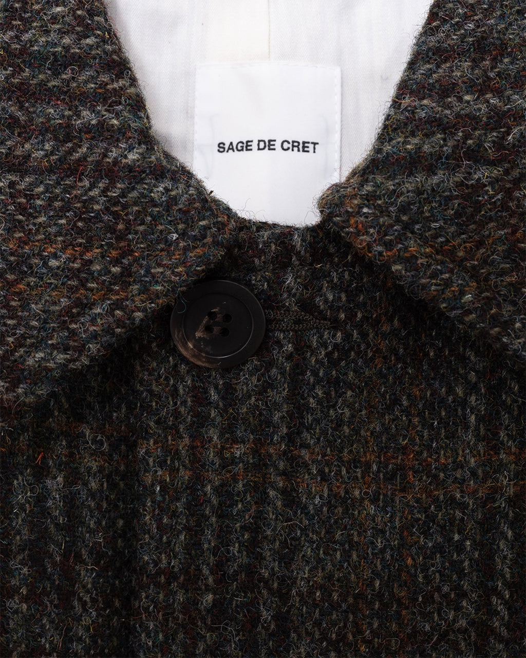 Harris Tweed Balmacaan Overcoat Check - SAGE DE CRET