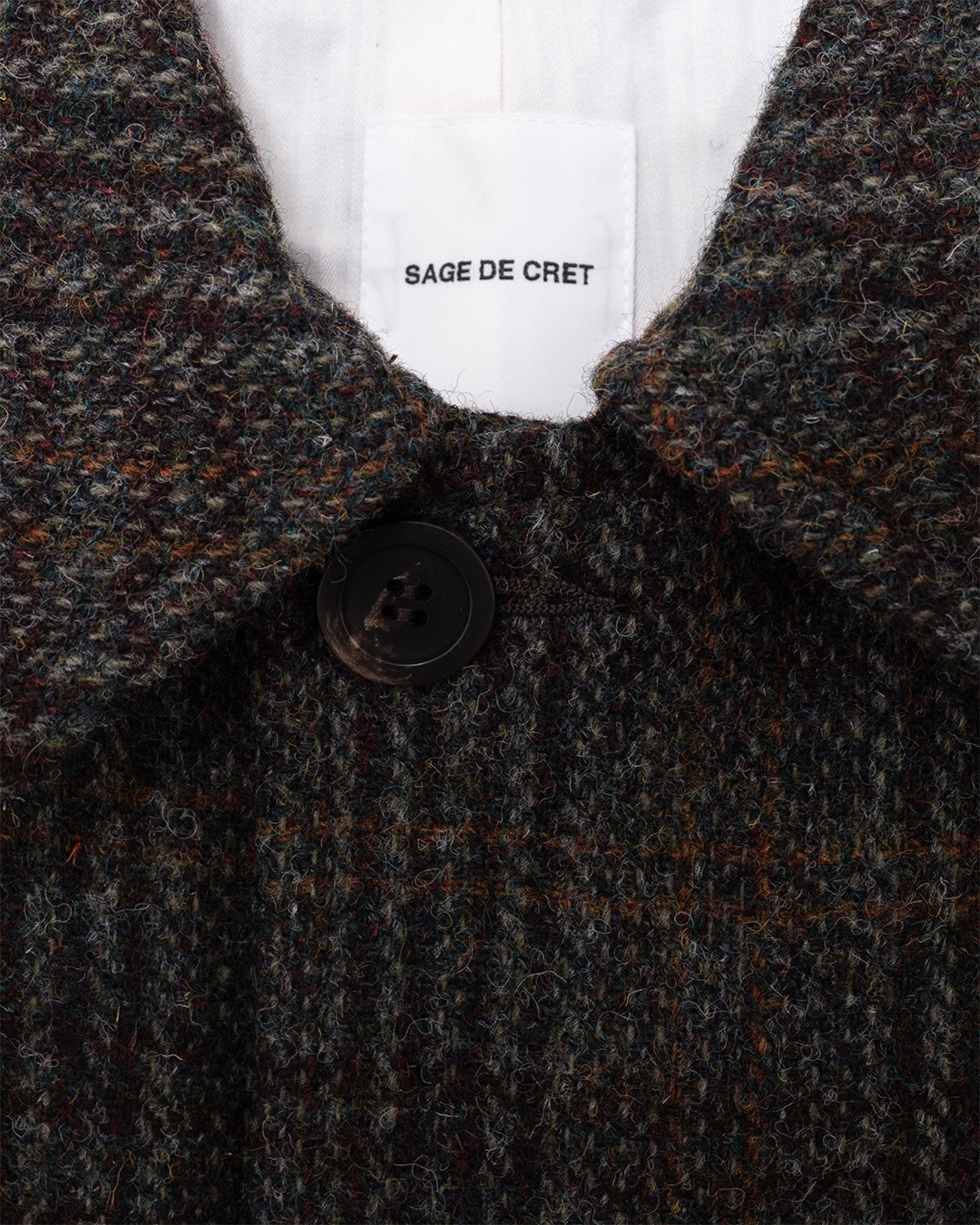 Harris Tweed Balmacaan Overcoat Check - SAGE DE CRET