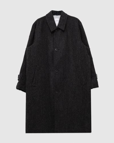 Harris Tweed Balmacaan Overcoat Herringbone - SAGE DE CRET