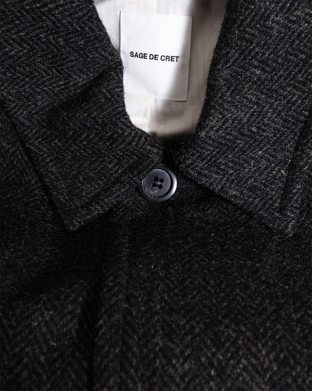 Harris Tweed Balmacaan Overcoat Herringbone - SAGE DE CRET