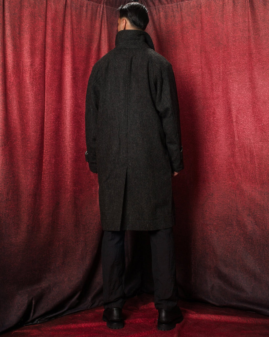 Harris Tweed Balmacaan Overcoat Herringbone - SAGE DE CRET