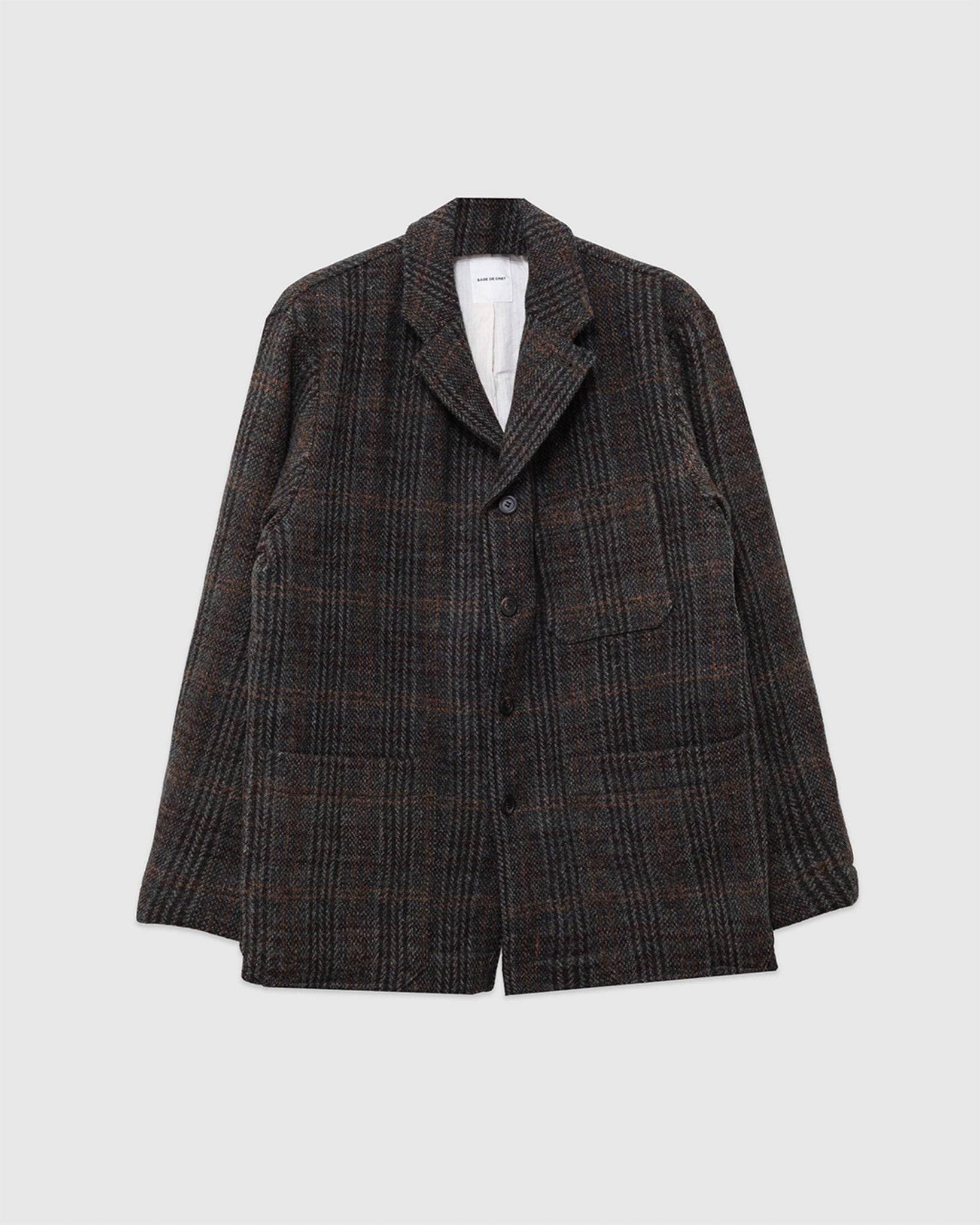 Harris Tweed Four-button Coverall Jacket Check - SAGE DE CRET