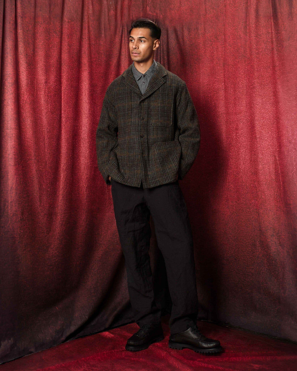 Harris Tweed Four-button Coverall Jacket Check - SAGE DE CRET