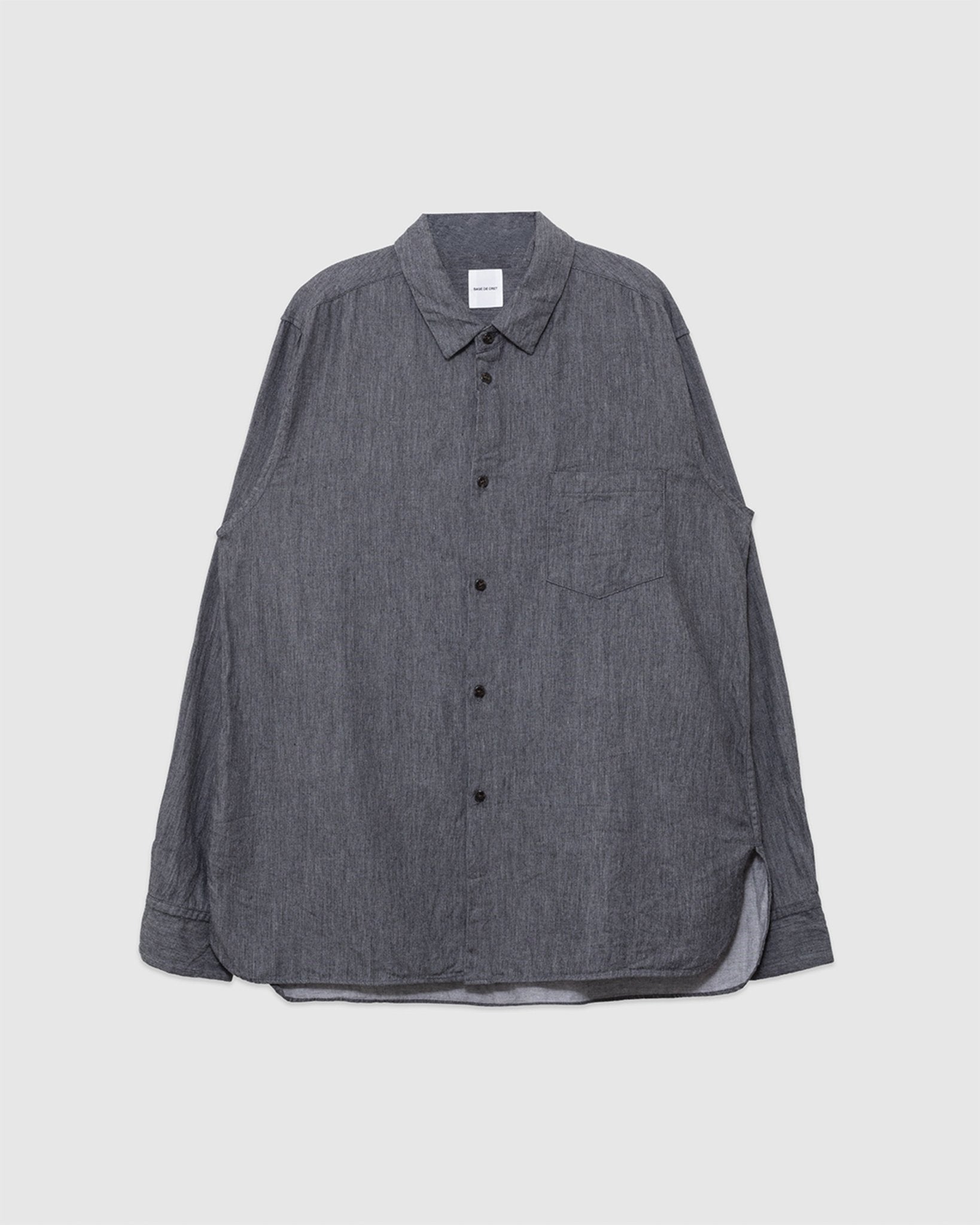 Organic Cotton Yan Dyed Twill Regular Collar Shirt Charcoal - SAGE DE CRET