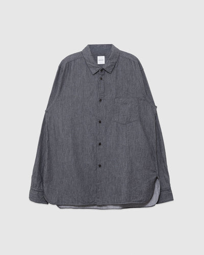 Organic Cotton Yan Dyed Twill Regular Collar Shirt Charcoal - SAGE DE CRET