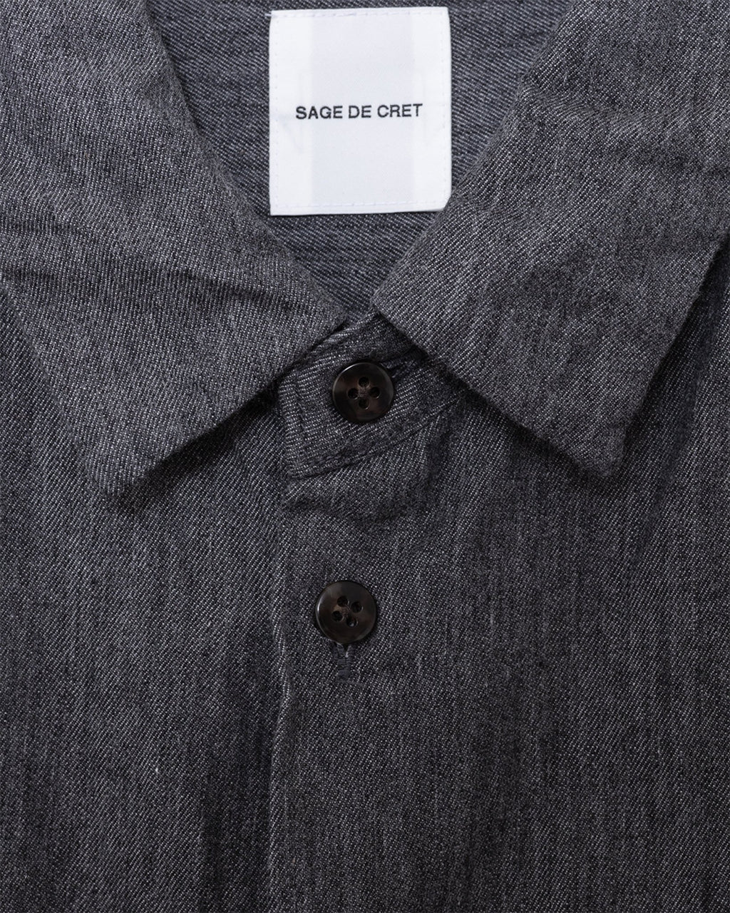 Organic Cotton Yan Dyed Twill Regular Collar Shirt Charcoal - SAGE DE CRET