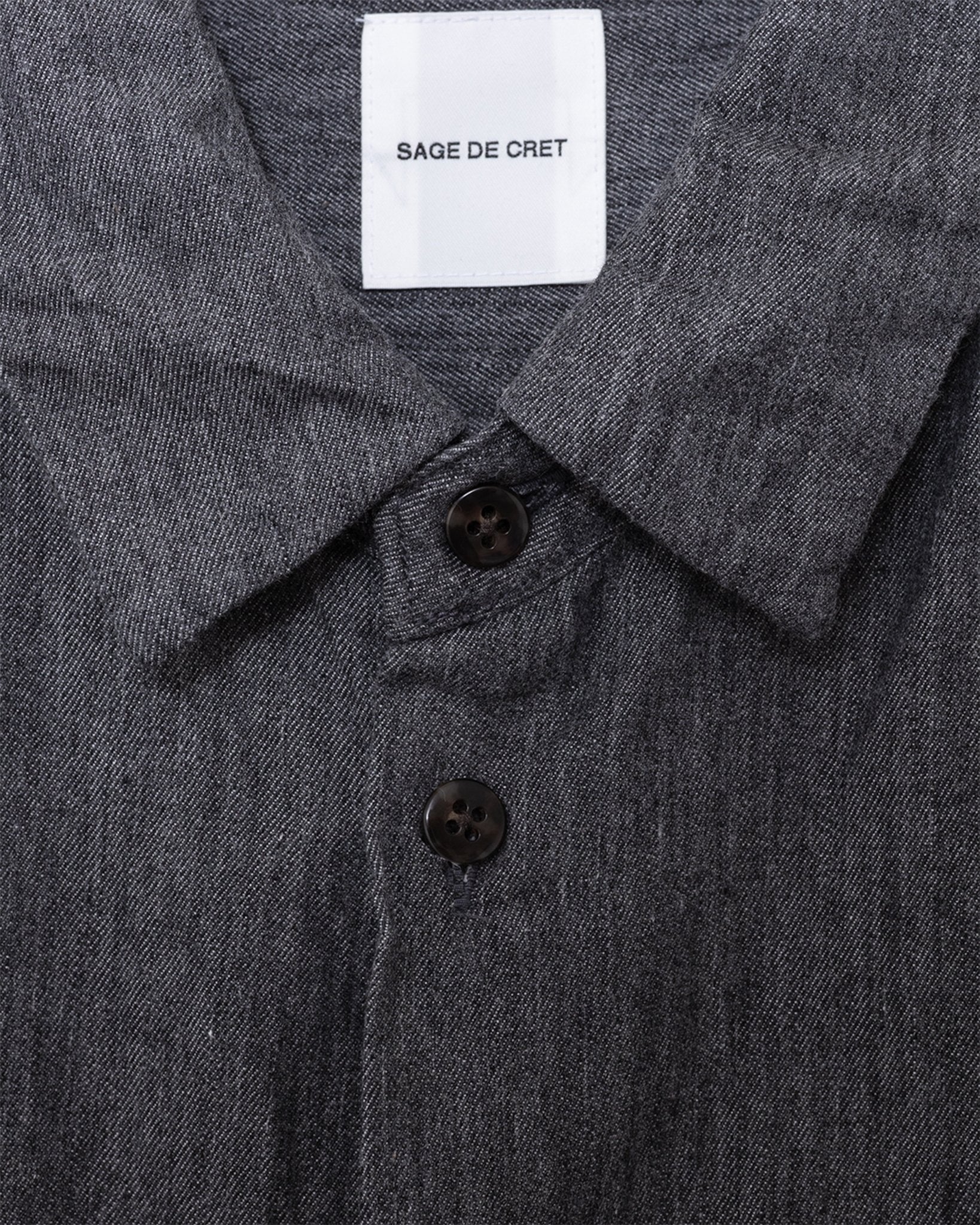 Organic Cotton Yan Dyed Twill Regular Collar Shirt Charcoal - SAGE DE CRET