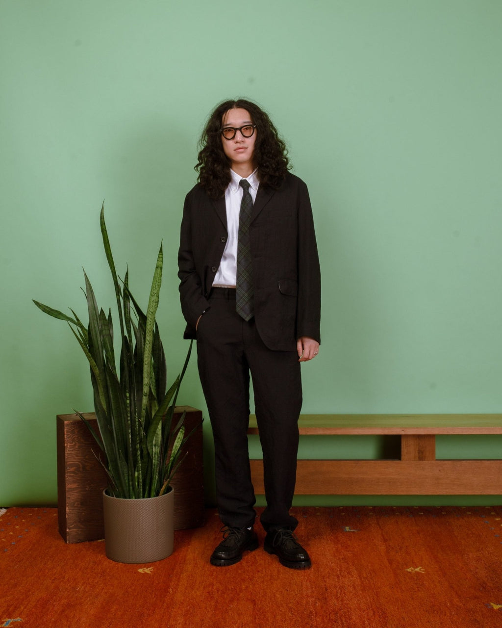 Tumbler Wool/Linen Tapered Pants - Navy - SAGE DE CRET