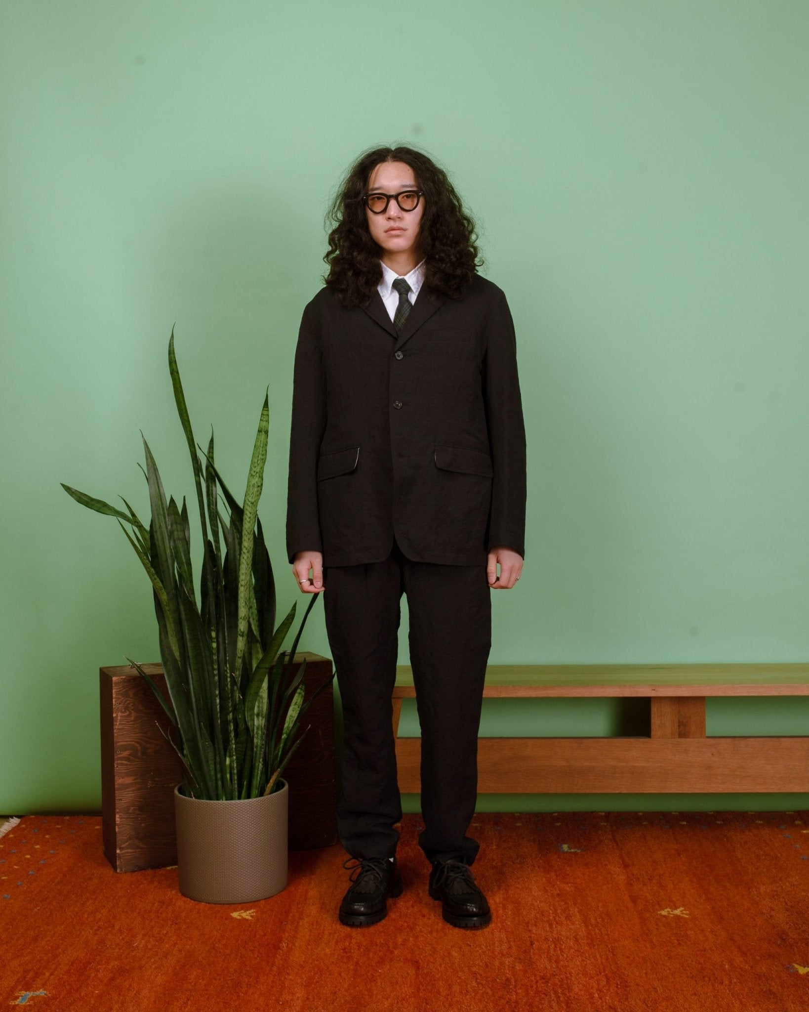 Tumbler Wool/Linen Tapered Pants - Navy - SAGE DE CRET