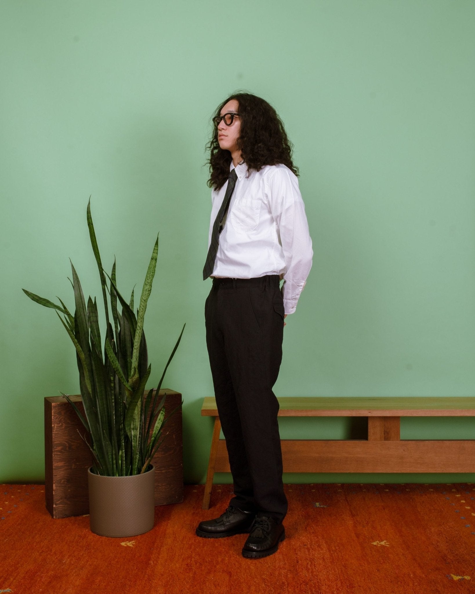 Tumbler Wool/Linen Tapered Pants - Navy - SAGE DE CRET