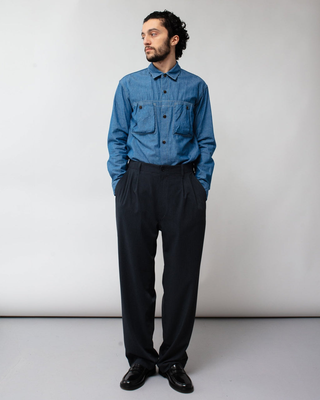 Twill Double Pleated Wide Pants Gray - SAGE DE CRET