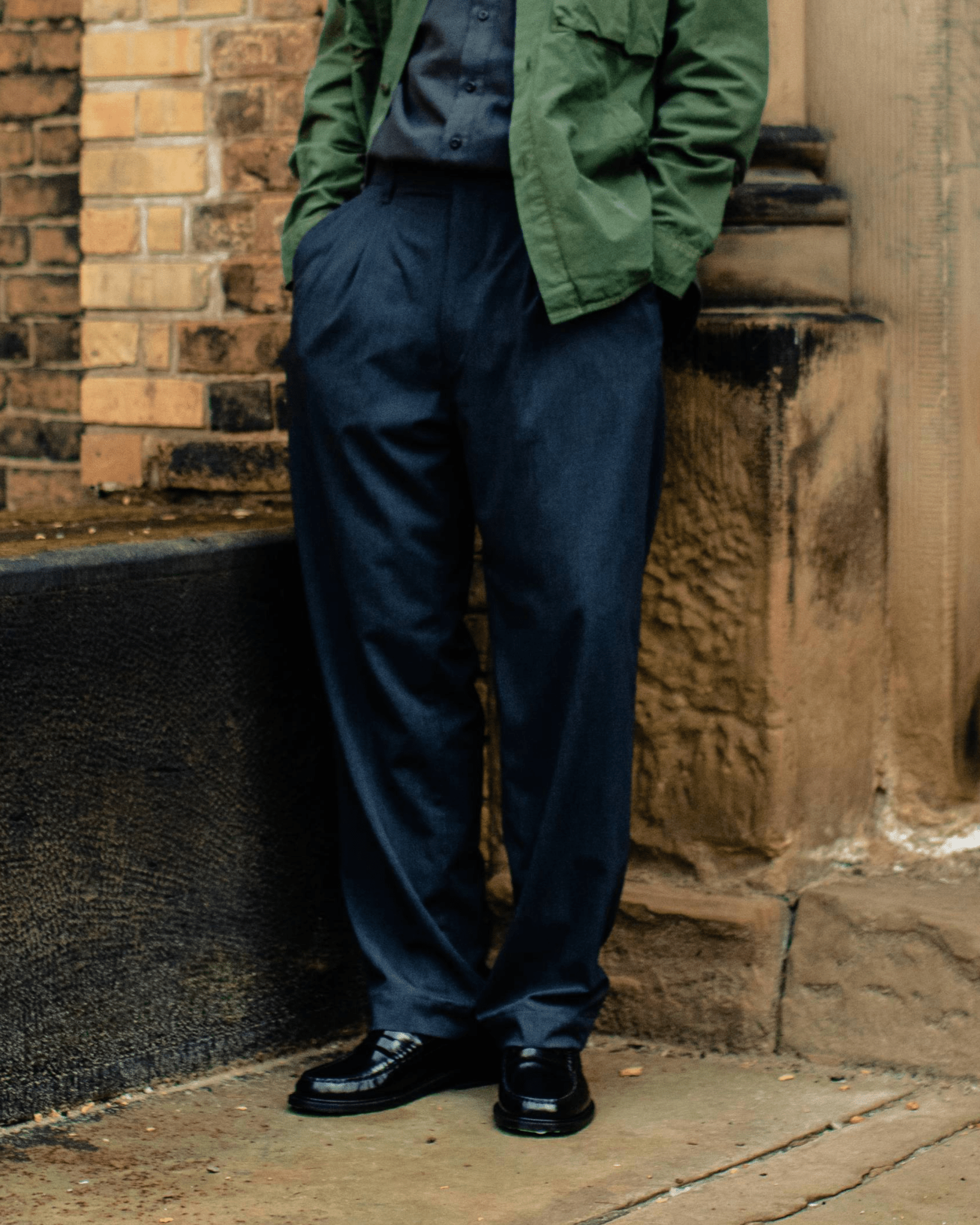 Twill Double Pleated Wide Pants Gray - SAGE DE CRET