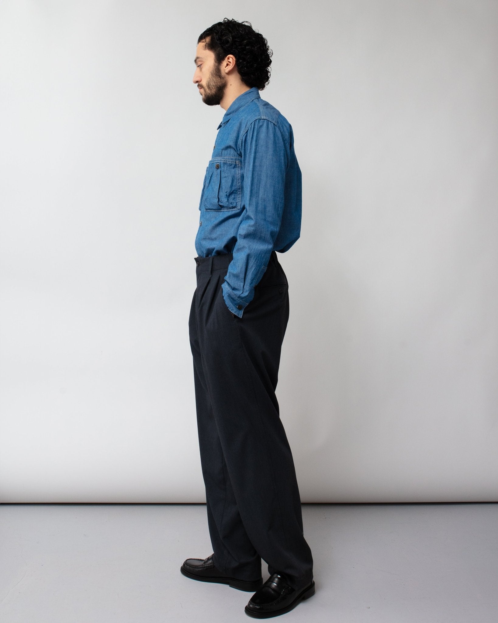 Twill Double Pleated Wide Pants Gray - SAGE DE CRET