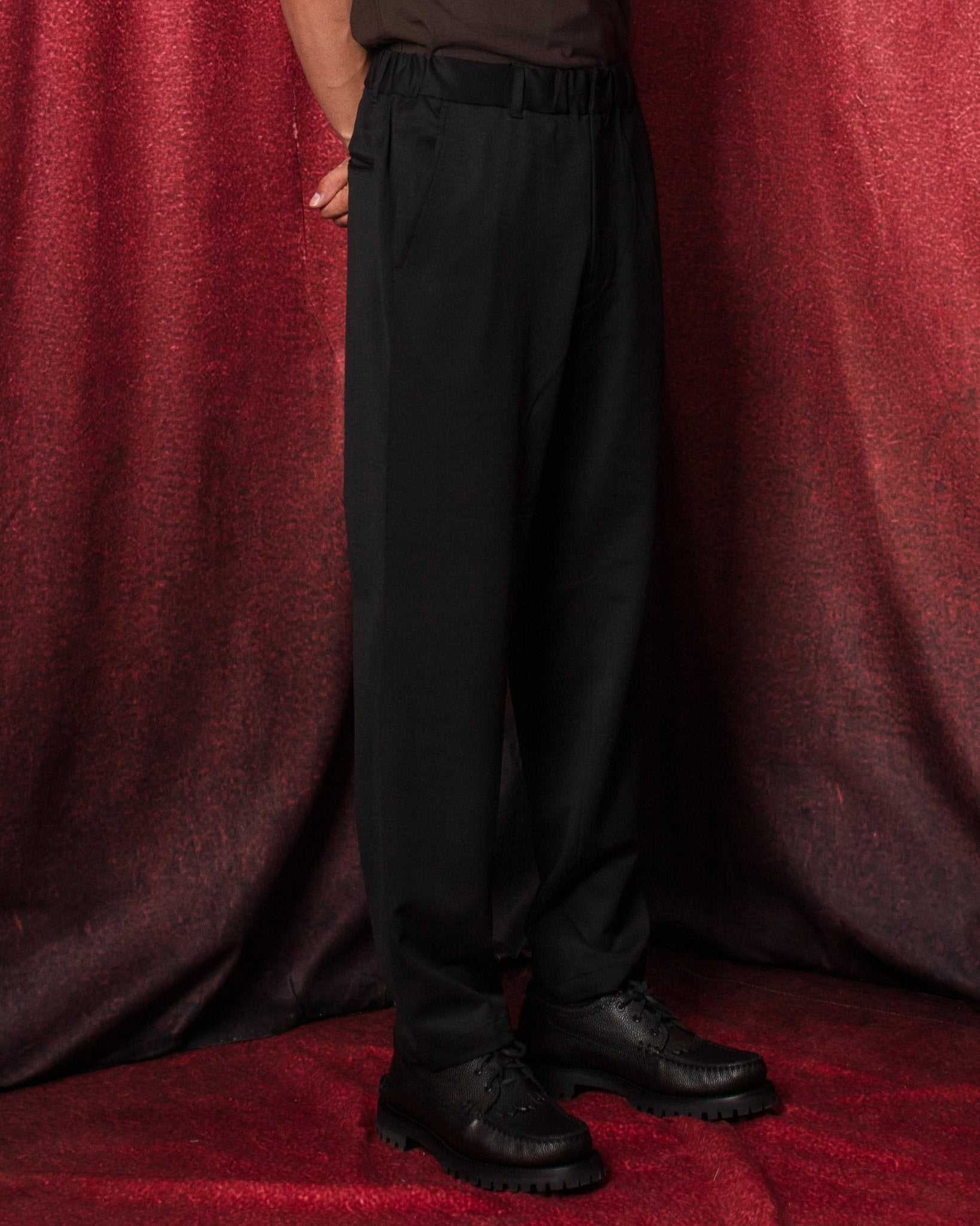 Twill Stretch Tapered Easy Pants Black - SAGE DE CRET