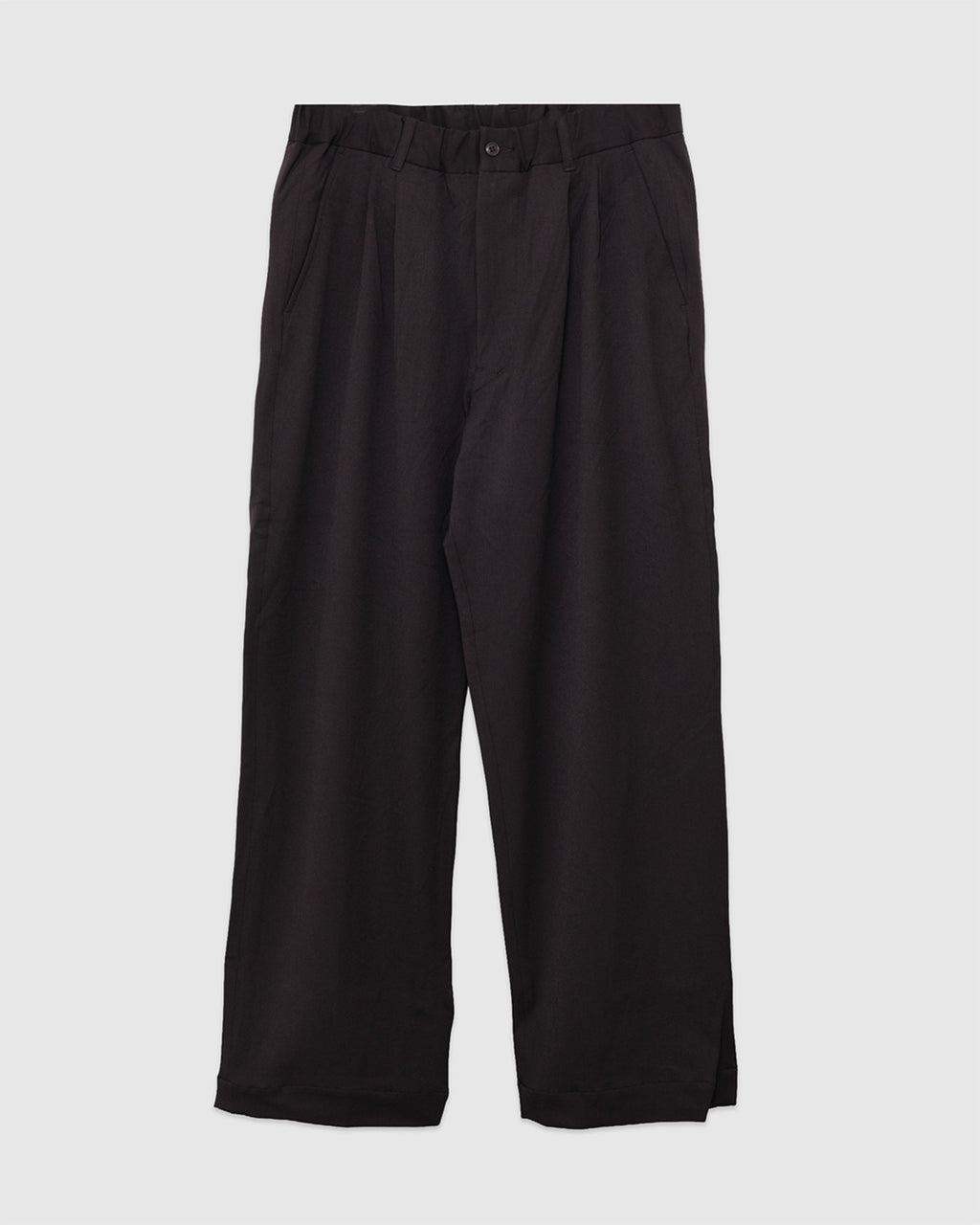 Twill Stretch Wide Double Pleated Easy Pants Brown - SAGE DE CRET