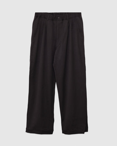Twill Stretch Wide Double Pleated Easy Pants Brown - SAGE DE CRET