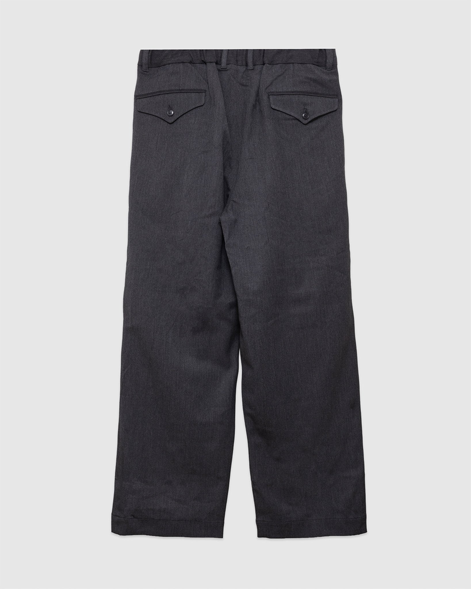 Twill Stretch Wide Double Pleated Easy Pants Charcoal - SAGE DE CRET