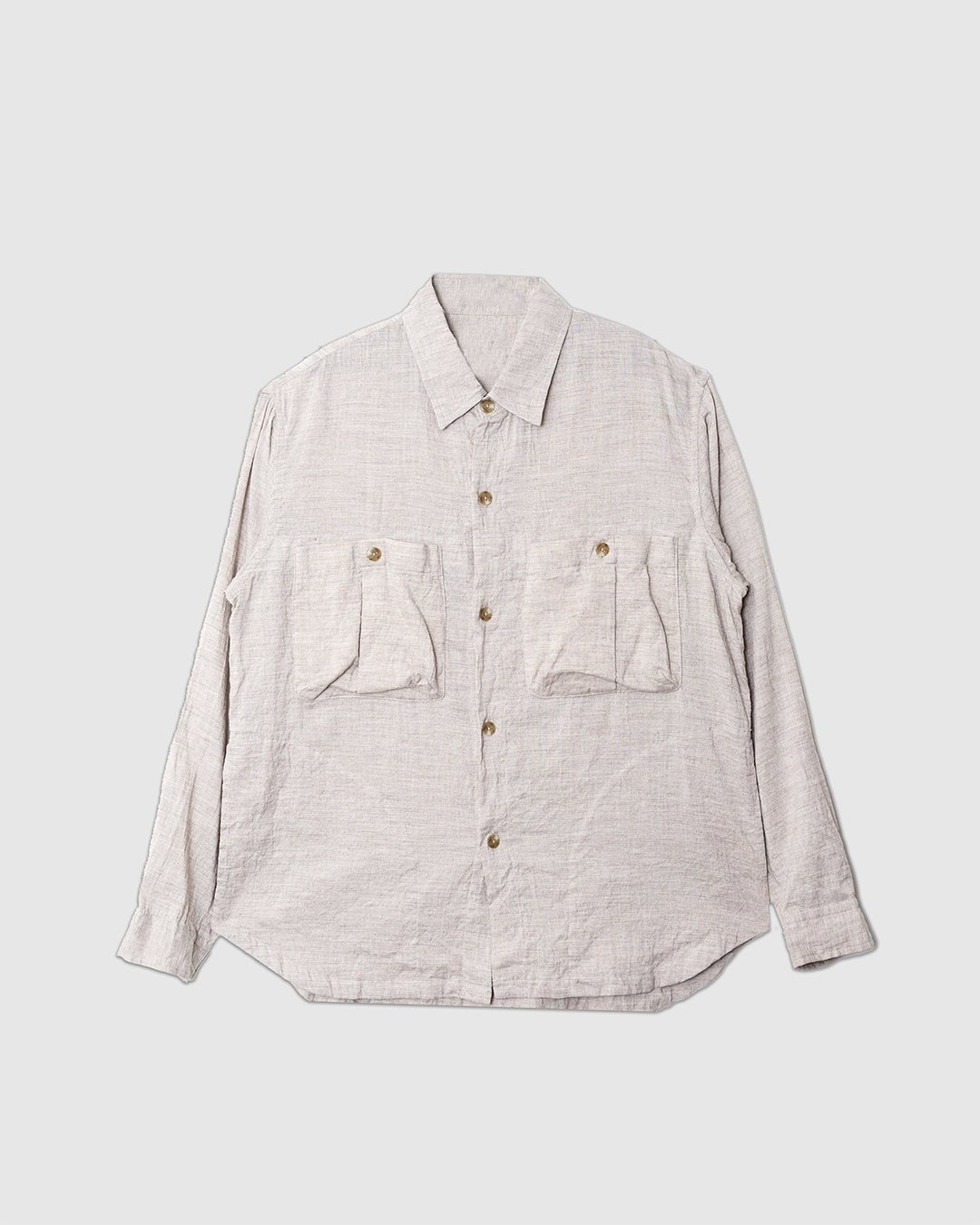 Washed Lawn Cloth Linen Work Shirt Jacket Ecru - SAGE DE CRET