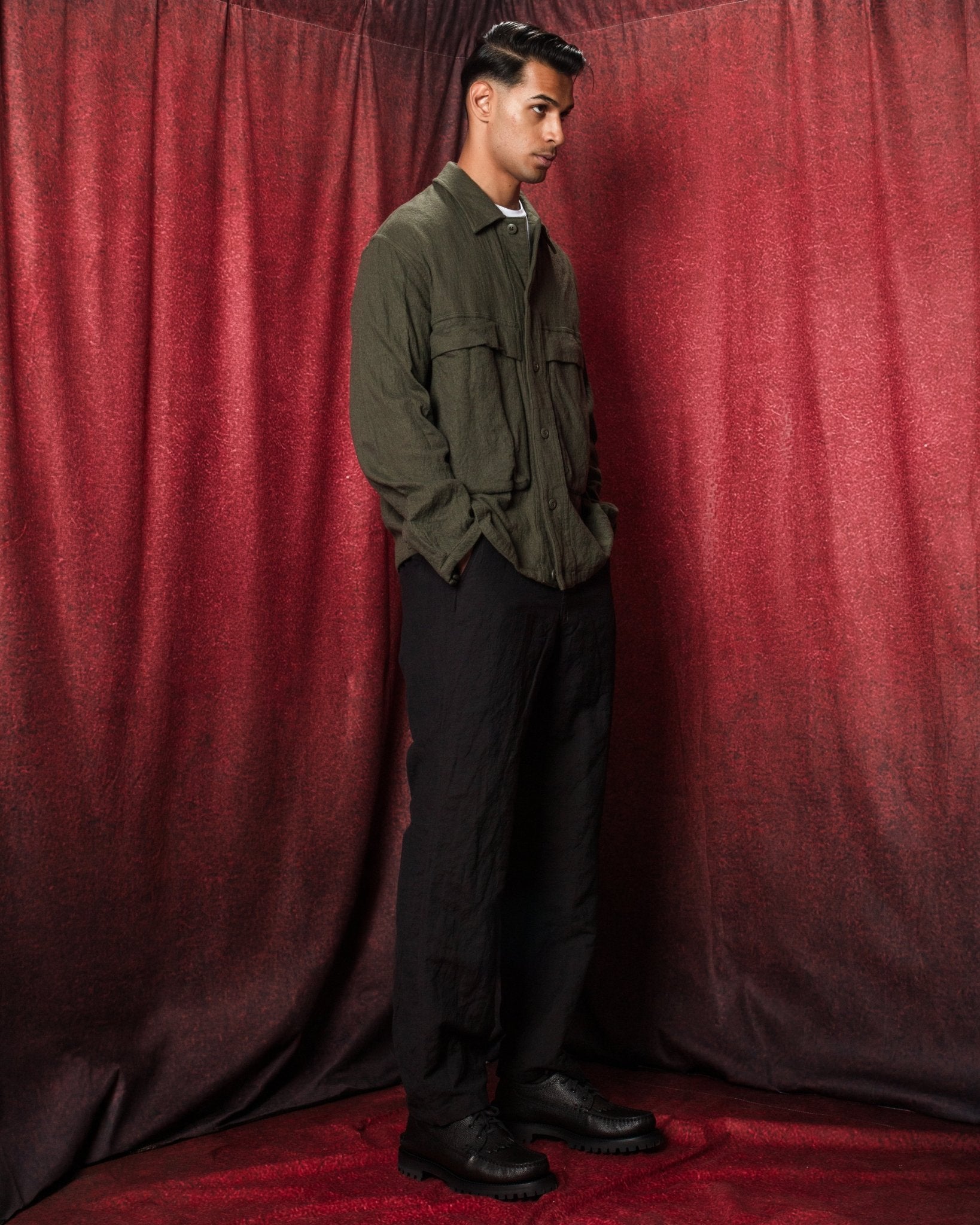 Washed Twill Shirt Jacket Olive - SAGE DE CRET