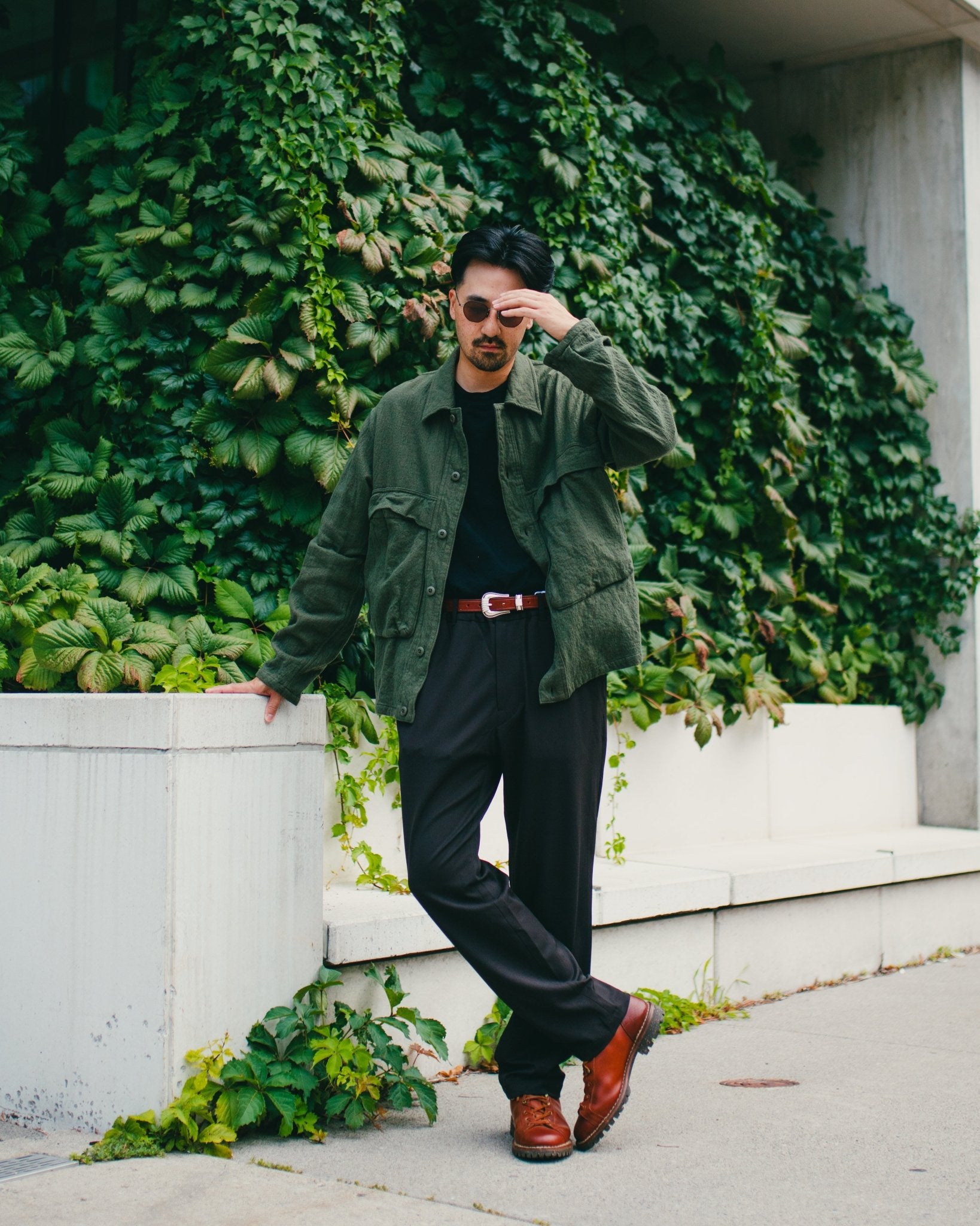 Washed Twill Shirt Jacket Olive - SAGE DE CRET