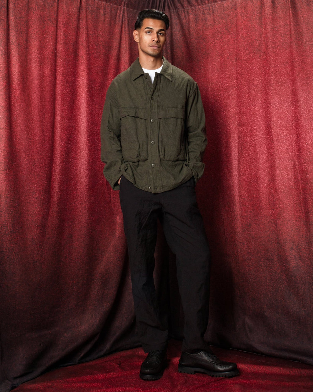 Washed Twill Shirt Jacket Olive - SAGE DE CRET