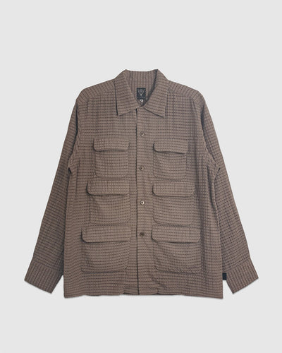 6 Pocket Shirt Rayon Dobby Brown - SOUTH2 WEST8