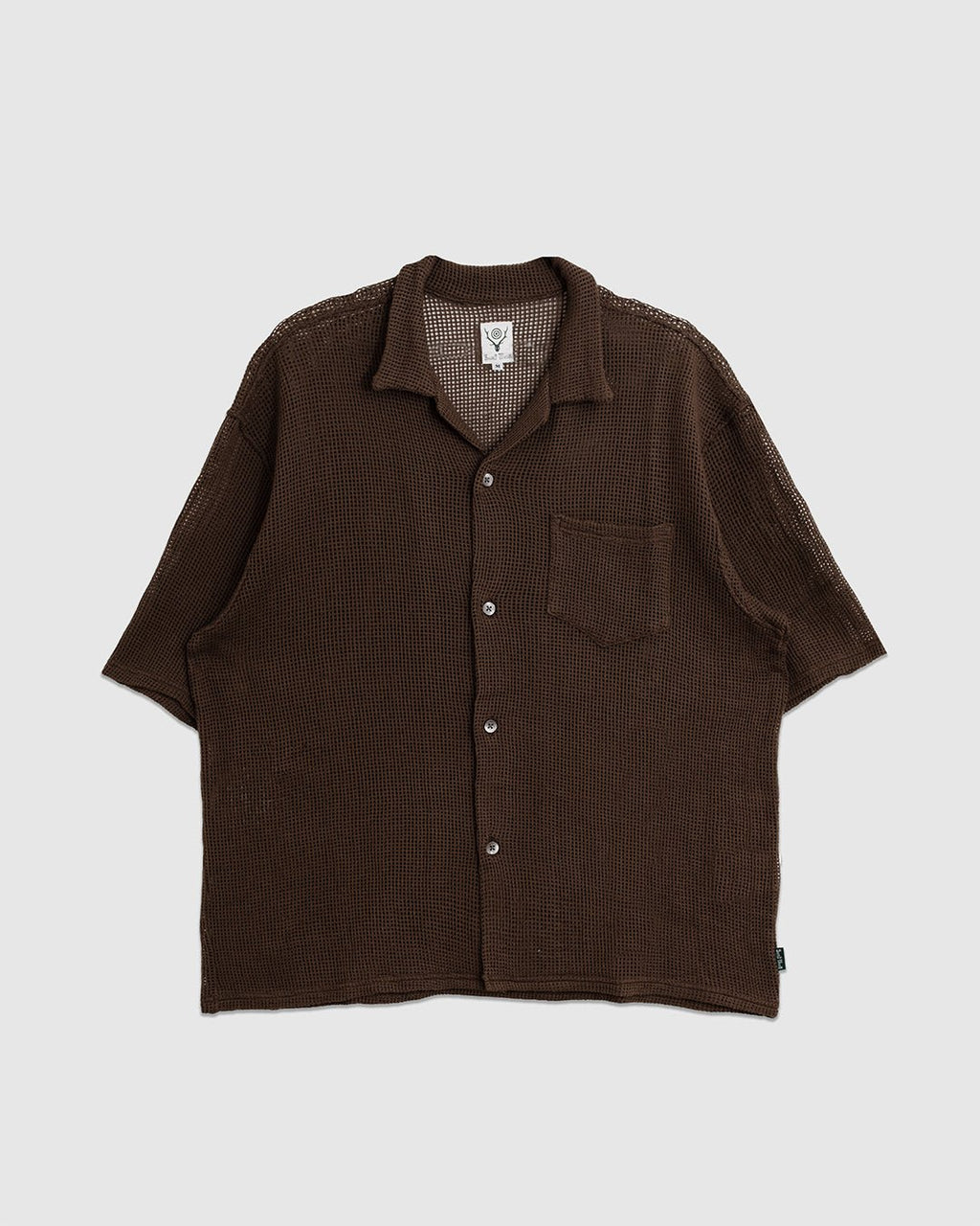 Open Collar Shirt Cotton Mesh Olive - SOUTH2 WEST8