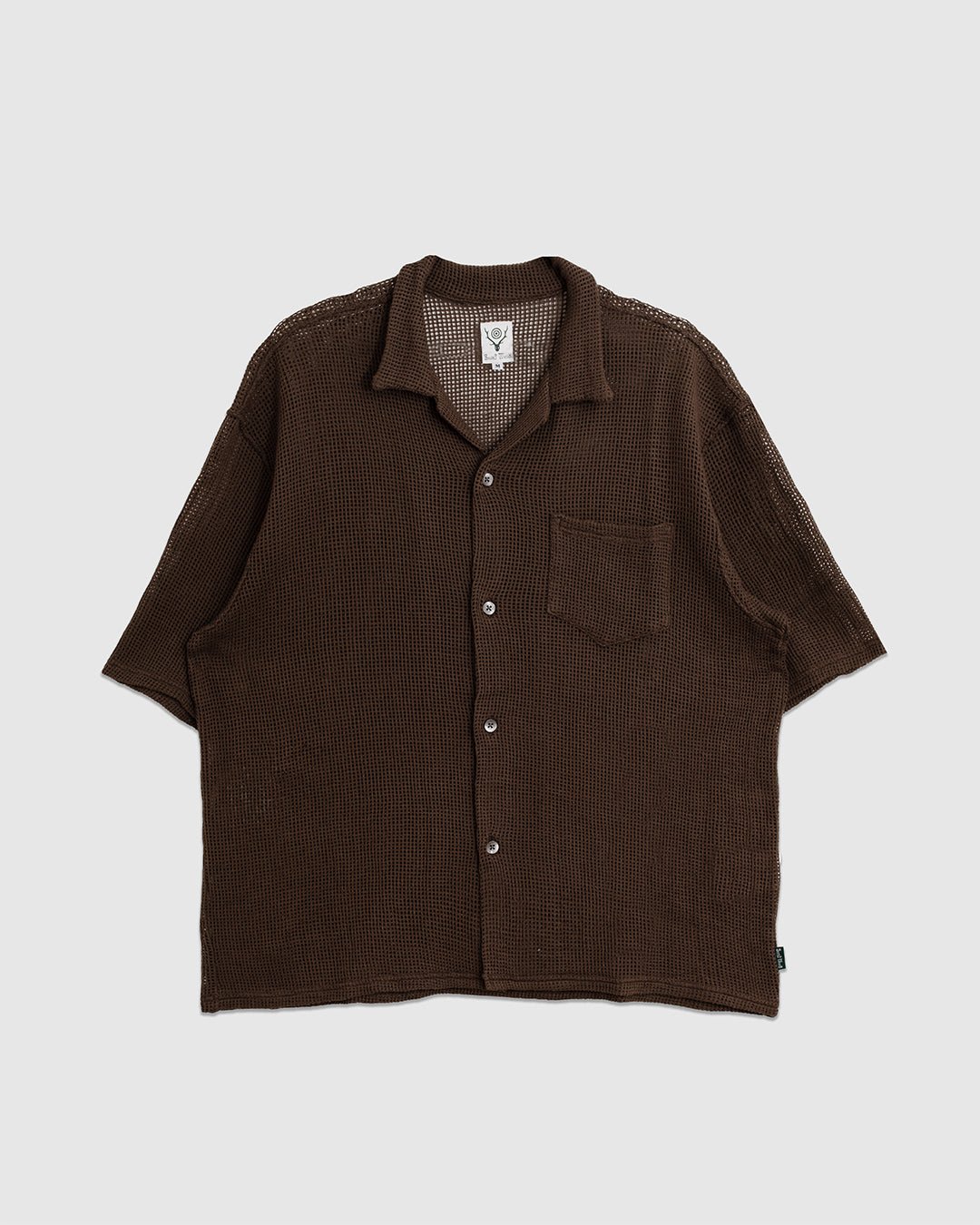 Open Collar Shirt Cotton Mesh Olive - SOUTH2 WEST8