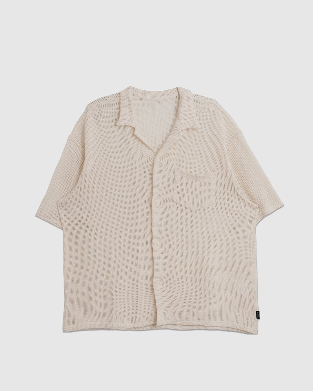 Open Collar Shirt Cotton Mesh White - SOUTH2 WEST8
