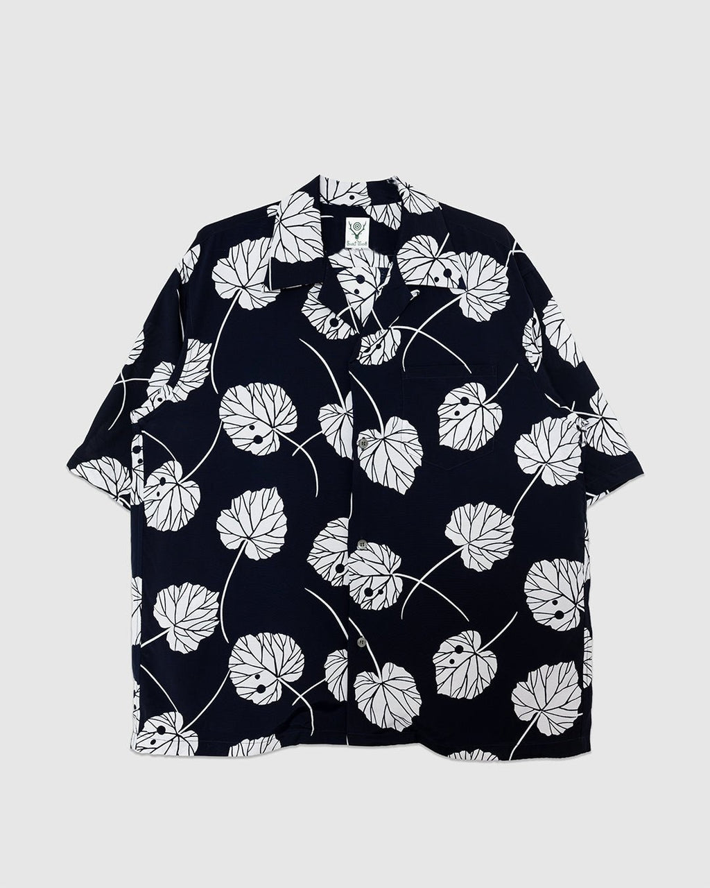 Open Collar Shirt Leaf Navy - SOUTH2 WEST8