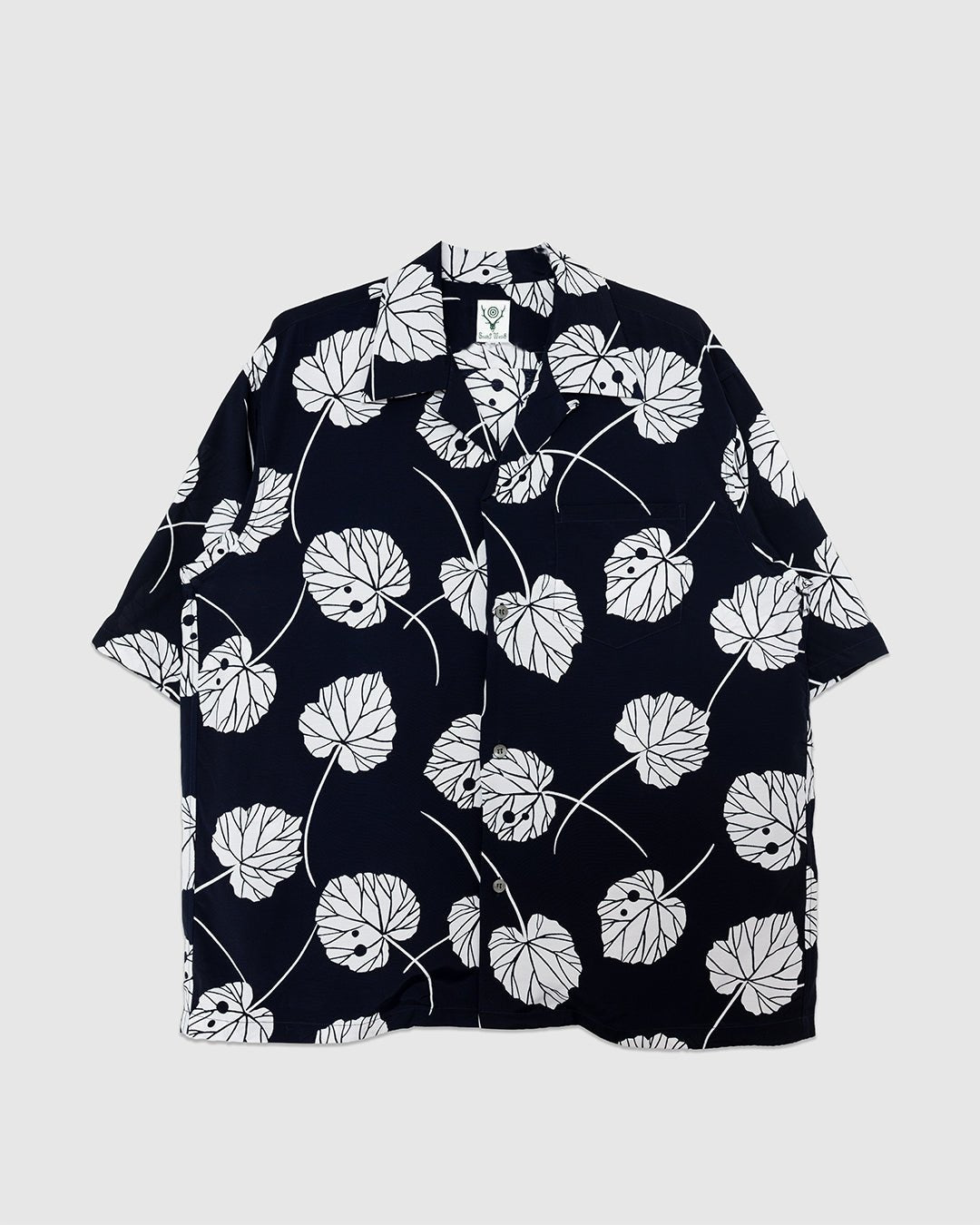 Open Collar Shirt Leaf Navy - SOUTH2 WEST8