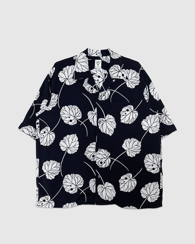 Open Collar Shirt Leaf Navy - SOUTH2 WEST8