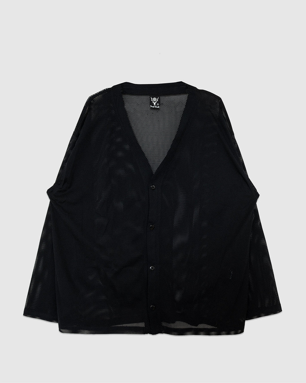 V-Neck Cardigan Knit Mesh Black - SOUTH2 WEST8