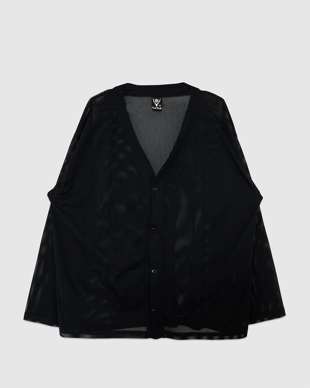 V-Neck Cardigan Knit Mesh Black - SOUTH2 WEST8