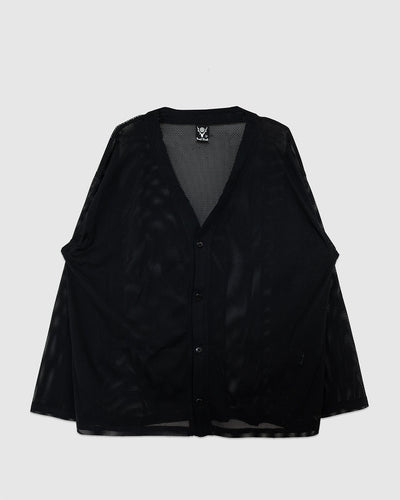 V-Neck Cardigan Knit Mesh Black - SOUTH2 WEST8