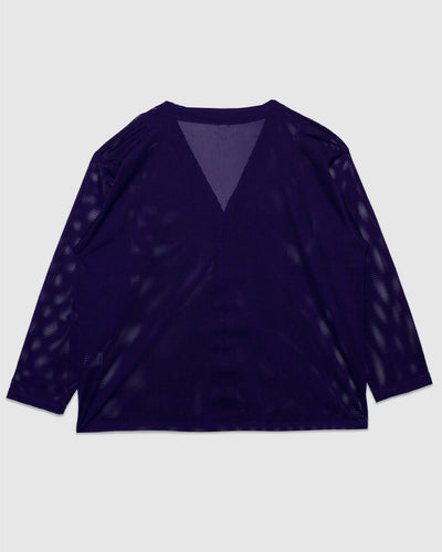 V-Neck Knit Mesh Cardigan - Purple - SOUTH2 WEST8