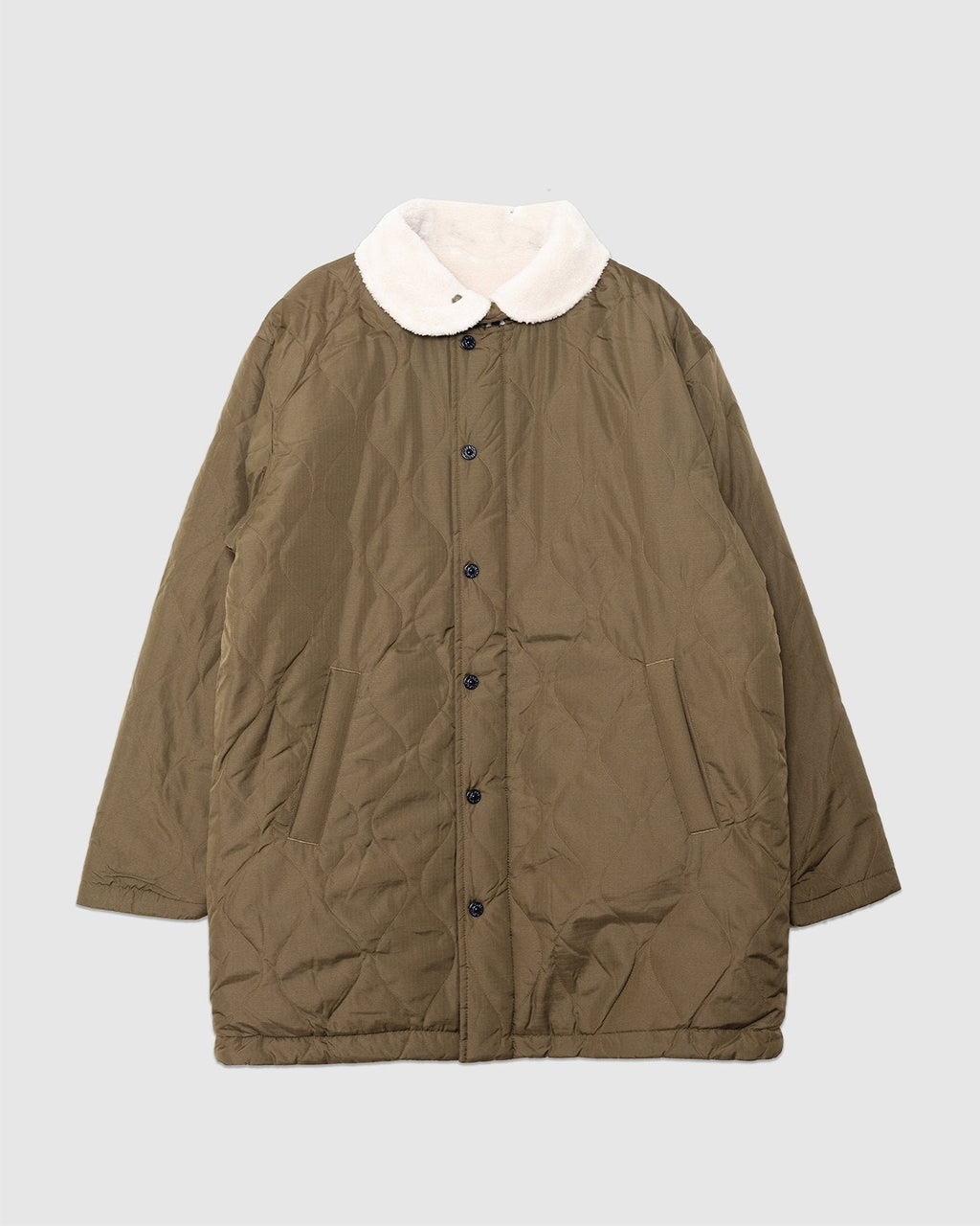 Military Reversible Down+Boa N-1 Type Jacket D.Olive/Cream - TAION