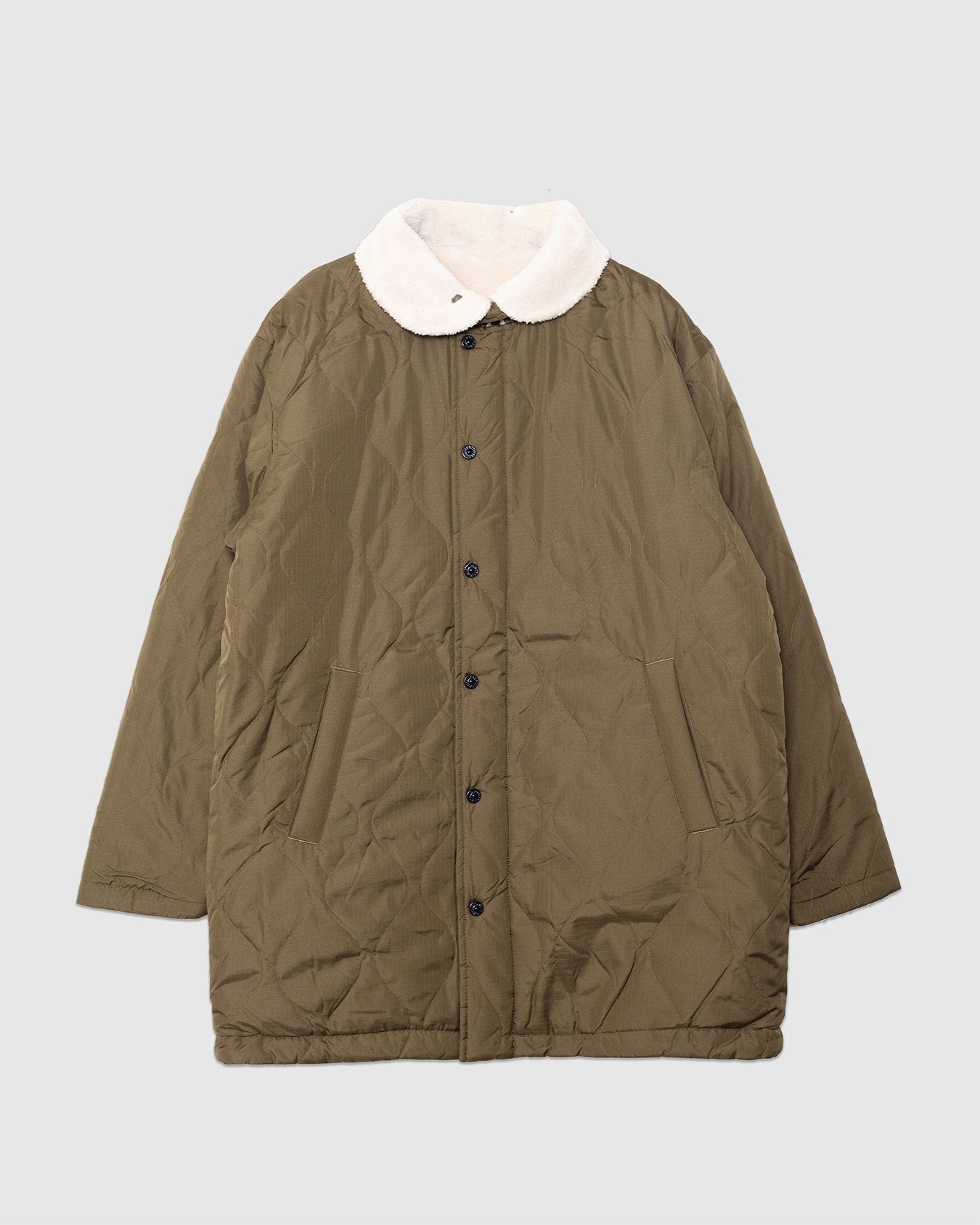 Military Reversible Down+Boa N-1 Type Jacket D.Olive/Cream - TAION