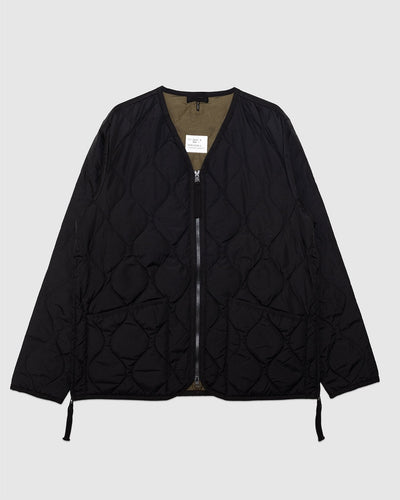 Military W-Zip V Neck Down Jacket Black - TAION