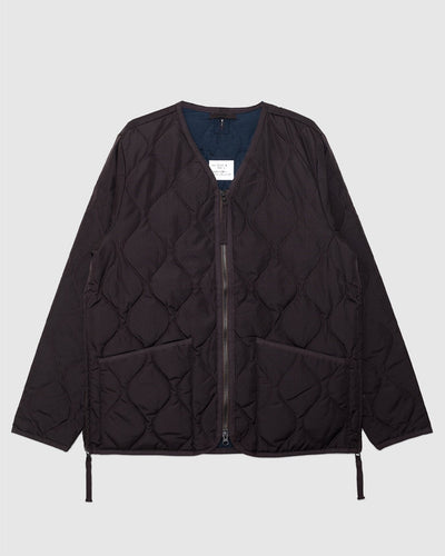 Military W-Zip V Neck Down Jacket Dark Chocolate - TAION