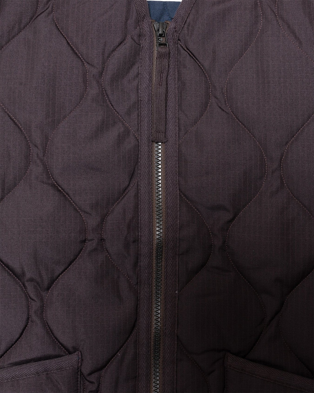 Military W-Zip V Neck Down Jacket Dark Chocolate - TAION