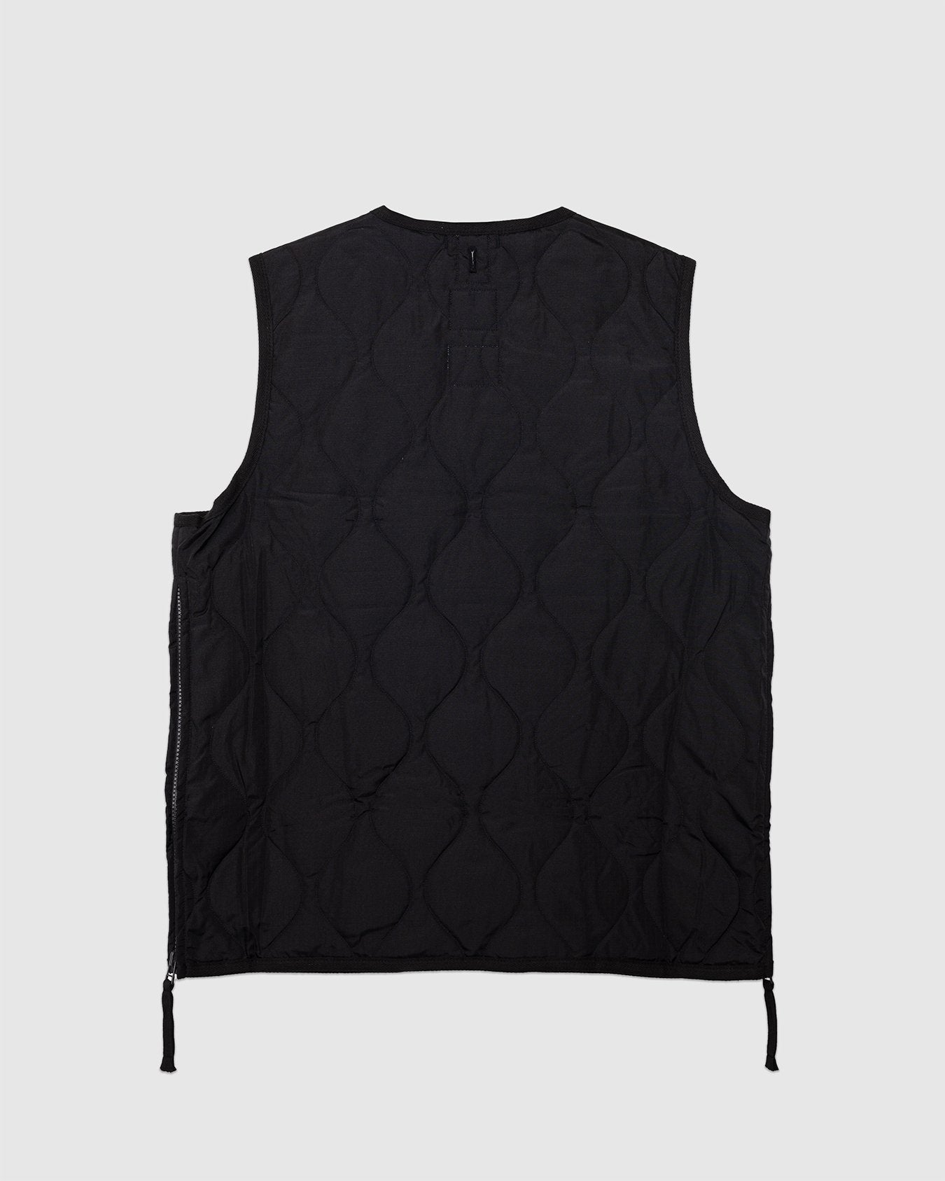Military W-Zip V Neck Down Vest Black - TAION