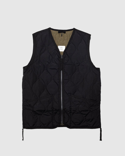 Military W-Zip V Neck Down Vest Black - TAION